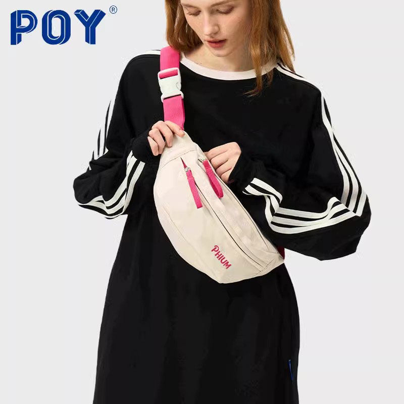 POY® 腰包女斜挎包休闲女包胸包男骑行户外运动收纳包包女式挎包