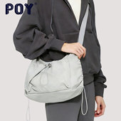 POY® 斜挎包女抽绳褶皱休闲百搭单肩包轻便大容量通勤简约饺子包