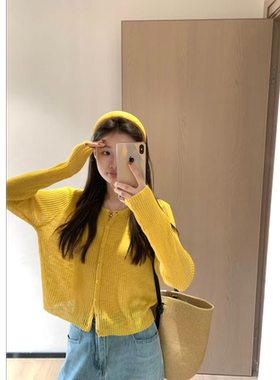 韩11冰丝防晒夏日针织开女简约百搭宽松显瘦长袖开衫外套A1771