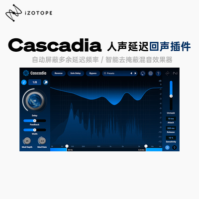 官方正版｜iZotope Cascadia无干扰智能延迟回声乐器人声混音效果