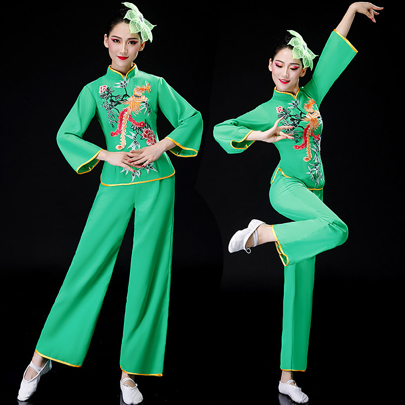 高档秧歌服演出服中国风古典舞蹈服装女广场腰鼓民族扇子舞打鼓表