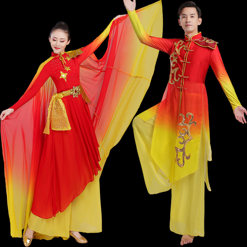 高档现代舞演出服女款 《我的祖国》伴舞服装 大摆裙合唱舞台服