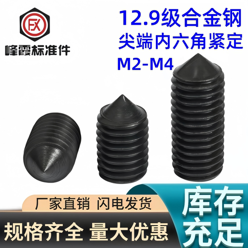内六角12.9级尖头机米顶丝锥端