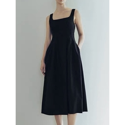 U阿夏季新款女时尚休闲气质百搭方领吊带连衣裙9-199-直播链接