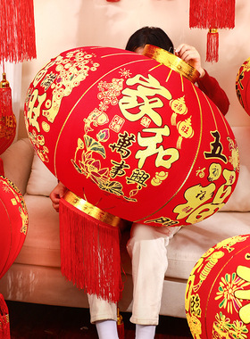 新年大红灯笼挂件2026马年春节户外防水宫灯春节装饰福字大门灯笼