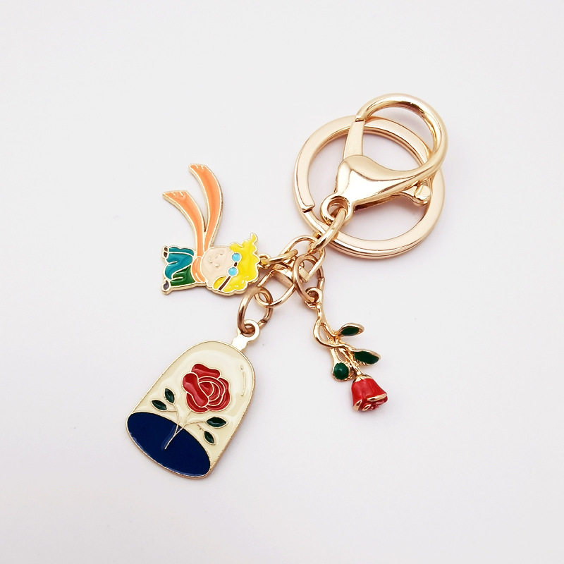 创意合金钥匙扣小王子玫瑰卡通童话钥匙圈挂件日系AirPods挂饰品,五金/工具,工业管道及配件,淘宝优惠券,粉丝福利购,淘宝优惠卷