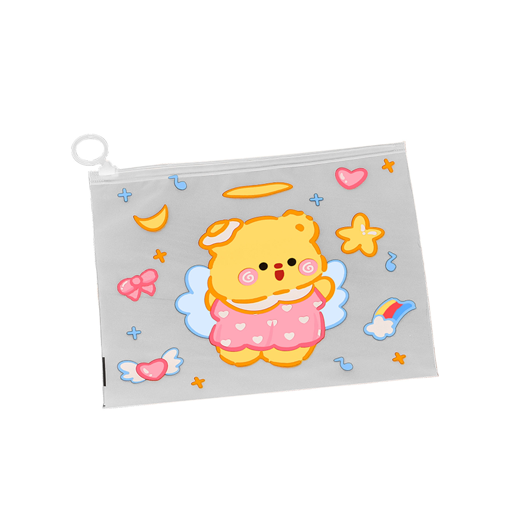 卡通奶黄小熊指环文件袋学生透明A5拉链笔袋可爱大容量文具收纳袋,文具电教/文化用品/商务用品,文件袋/资料袋/试卷收纳袋,淘宝优惠券,粉丝福利购,淘宝优惠卷