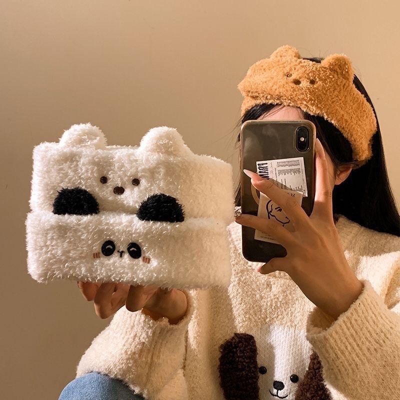 卡通毛绒小熊猫发带魔术贴熊耳朵动物洗脸头箍立体刺绣月子头巾女,运动/瑜伽/健身/球迷用品,瑜伽发带,淘宝优惠券,粉丝福利购,淘宝优惠卷