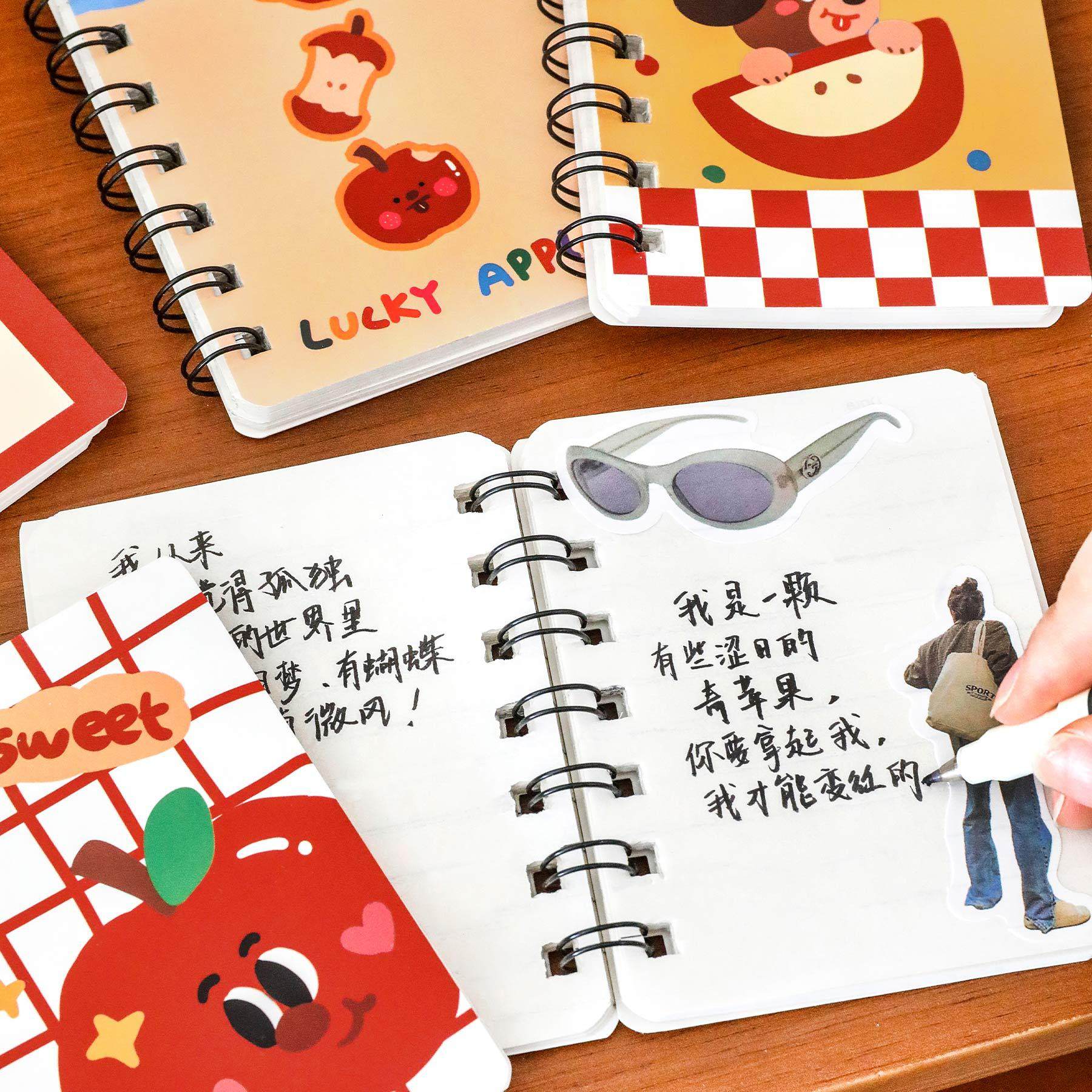 可爱苹果侧翻线圈本学生高颜值A7口袋笔记本卡通文具记事小本子,电子元器件市场,线圈,淘宝优惠券,粉丝福利购,淘宝优惠卷