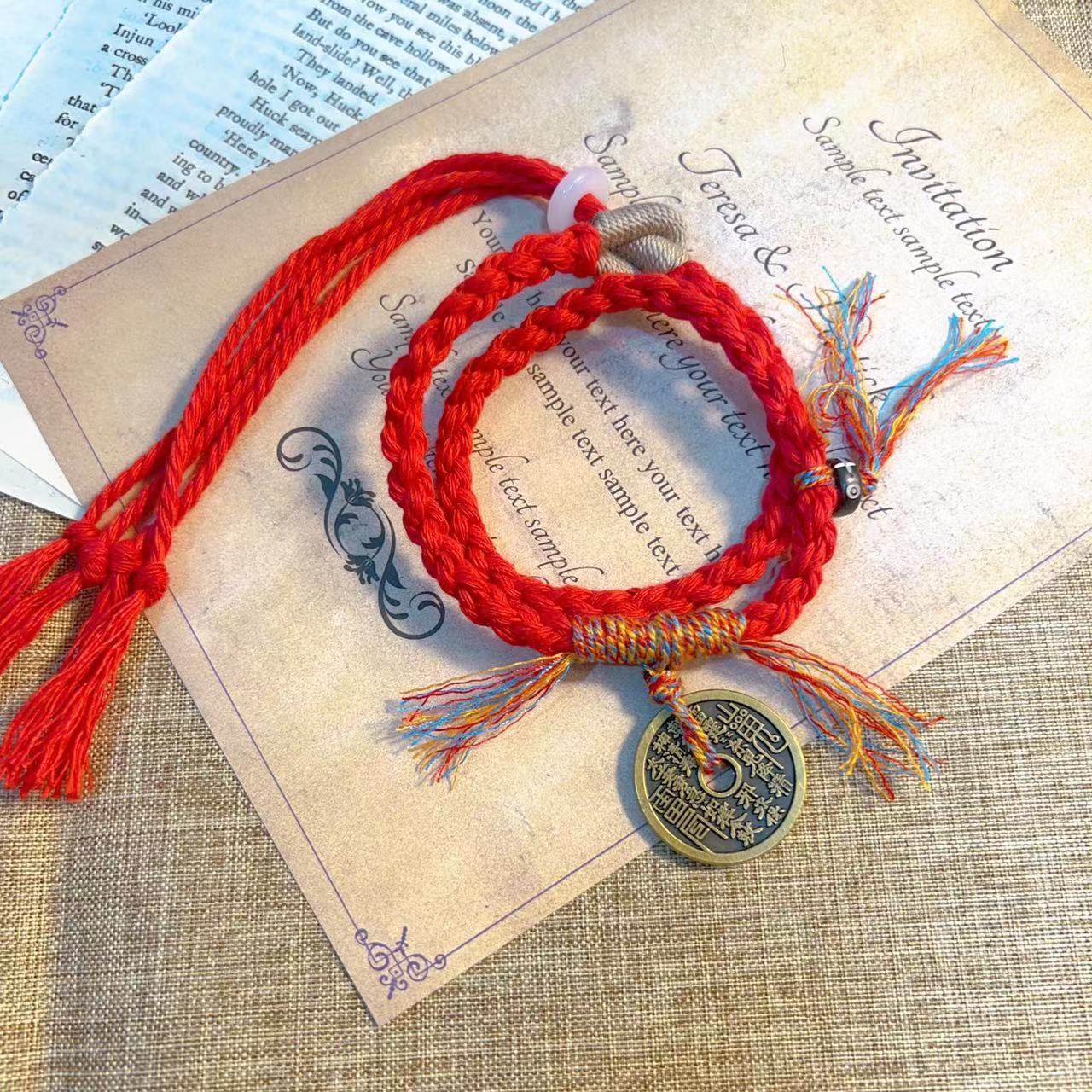 新中式山鬼花钱手链铜钱编织手链绳diy棉线藏式手串民族风手绳,饰品/流行首饰/时尚饰品新,银饰手链,淘宝优惠券,粉丝福利购,淘宝优惠卷