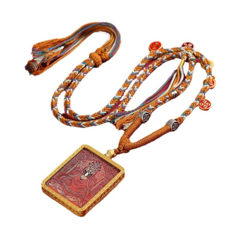 金色五爷唐卡吊坠画像藏式挂坠手工编织五路财神棉绳寺庙文创项链,饰品/流行首饰/时尚饰品新,银饰项链,淘宝优惠券,粉丝福利购,淘宝优惠卷