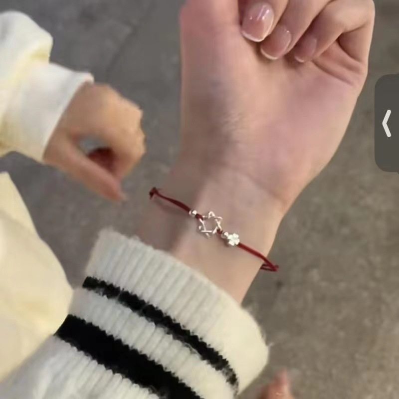 六芒星幸运草红色手绳简约手链红绳简可调节百搭姐妹女生手链闺蜜,饰品/流行首饰/时尚饰品新,银饰手链,淘宝优惠券,粉丝福利购,淘宝优惠卷