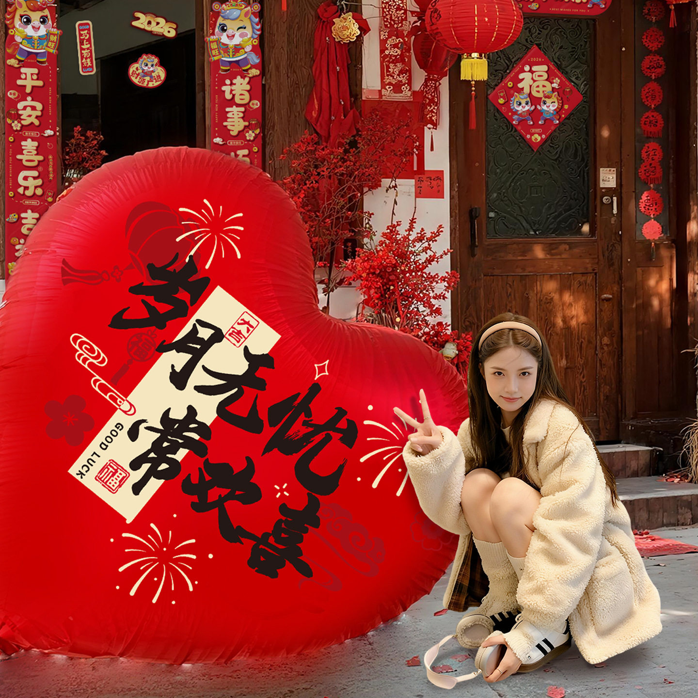 2026马年新年贺年过年春节场景气氛围布置装饰爱心气球拍照摄道具,节庆用品/礼品,发光气球,淘宝优惠券,粉丝福利购,淘宝优惠卷