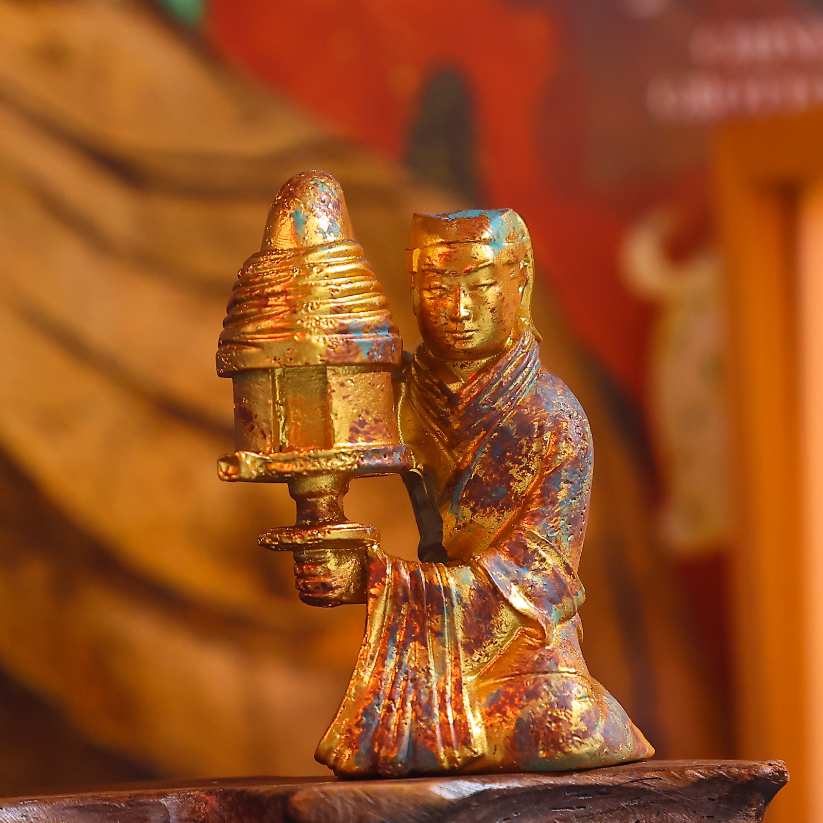 立体国风做旧仿古金属磁吸冰箱贴旅游博物馆文创长信宫灯冰箱贴