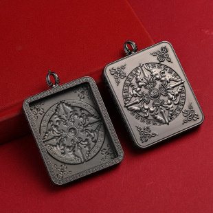 单面唐卡盒子吊坠壳子藏式唐卡嘎乌盒吊坠黑色款唐卡嘎乌盒