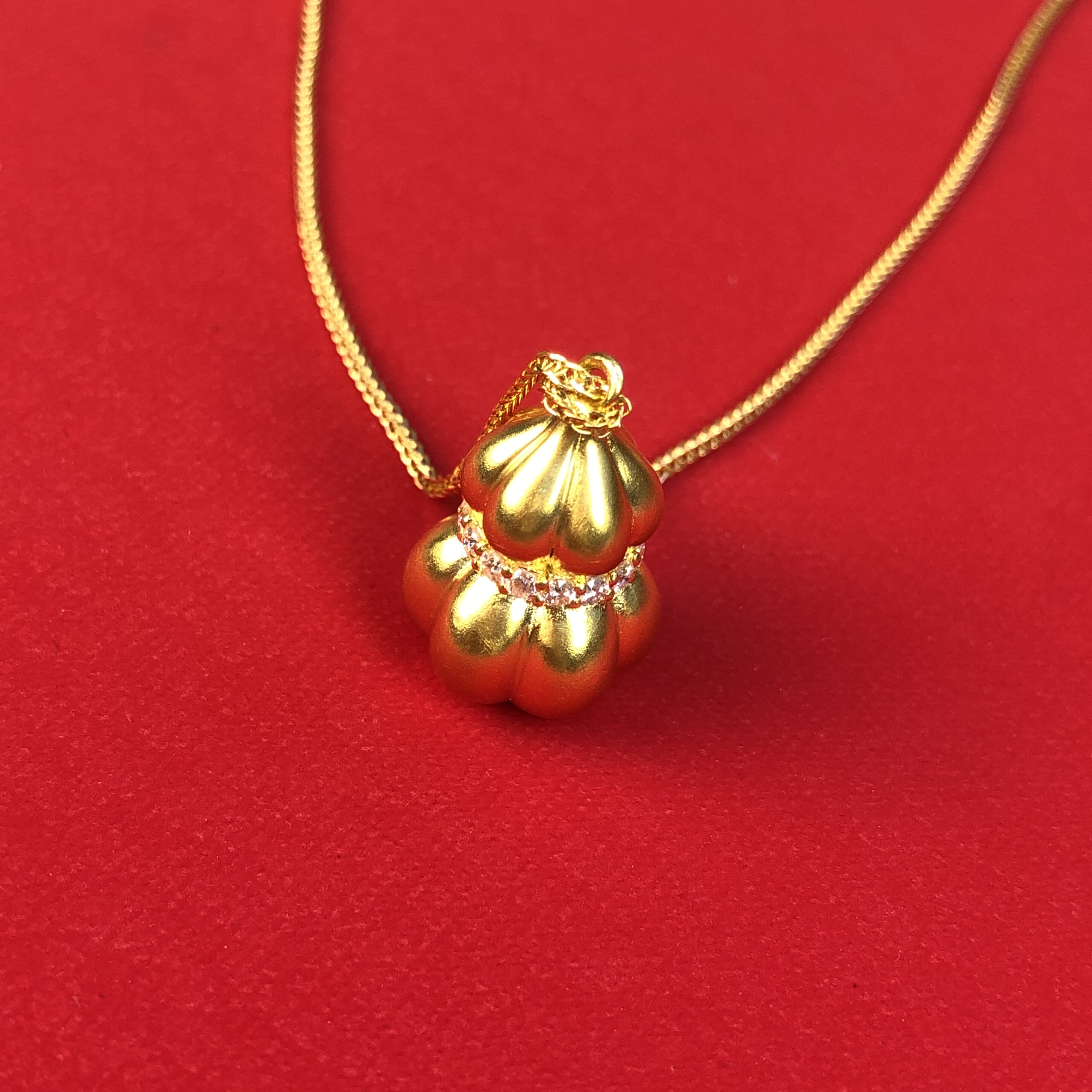 黄金999足金南瓜葫芦项链