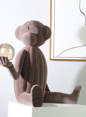 【八度空间】现代简约轻奢样板间卡通植绒猴子装饰摆件落地陈设