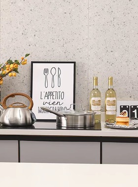 轻奢系样板间厨房组合装饰品摆件不锈钢汤锅砧板花艺软装道具酒