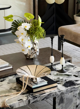 意式轻奢风格茶几边几客厅现代沙发花艺摆设仿真书艺术装饰摆件