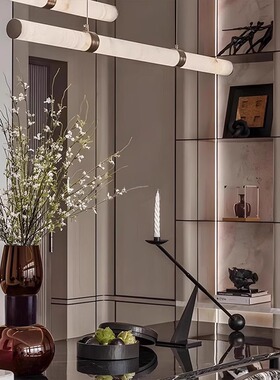 【八度空间】轻奢现代样板房客厅餐桌花瓶别墅线条烛台软装摆件