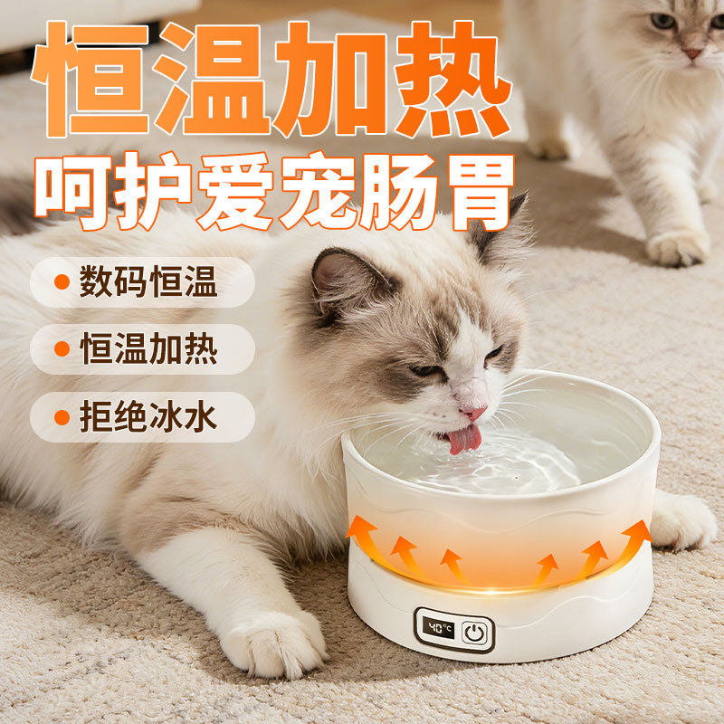 恒温宠物饮水机大容量猫咪狗狗喝水碗加热保温分离式猫狗碗陶瓷胆