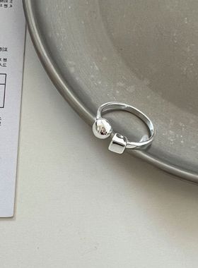 方块款亮银色直播戒指纯银通体