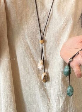 新中式红同款不规则颈陶瓷锁骨