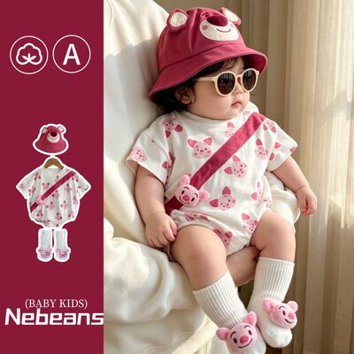 新品婴儿夏季卡通哈衣三角女宝