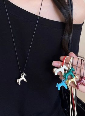 项链配饰小众可爱挂脖小马童趣