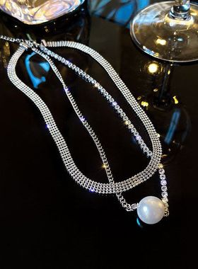 双层年锁骨珍珠项链女配饰气质