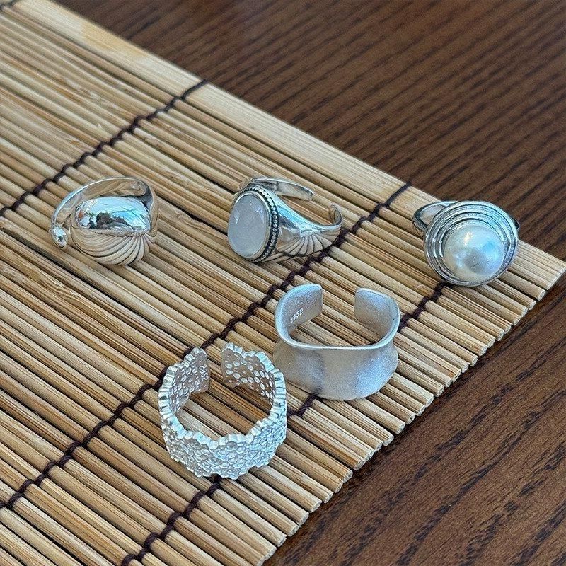 优雅纯银925女小开口清新戒指色