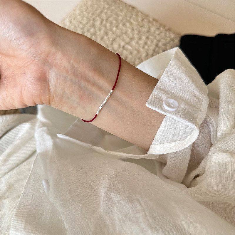 调节银子可925手绳手工手链推拉