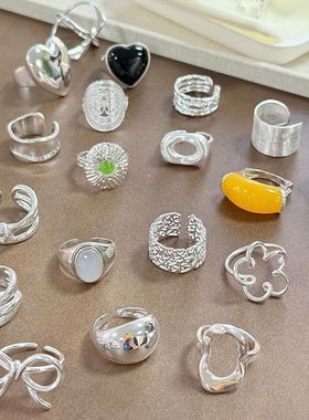 小众合集指款银戒指女时髦设计师