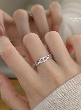 鼻子微高级感戒指调节纯银轻奢