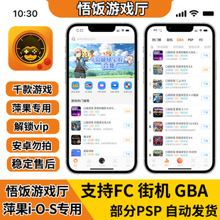苹果专用悟饭游戏厅vip会员GBA口袋妖怪ios三国战纪FC街机模拟器