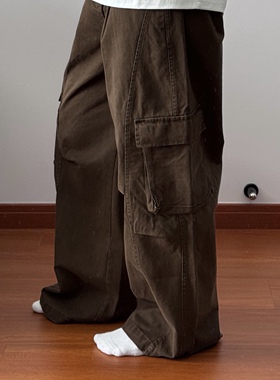 日系伐木多口袋打褶裤52432 潮男宽松百搭男工装长裤CCD自由商店