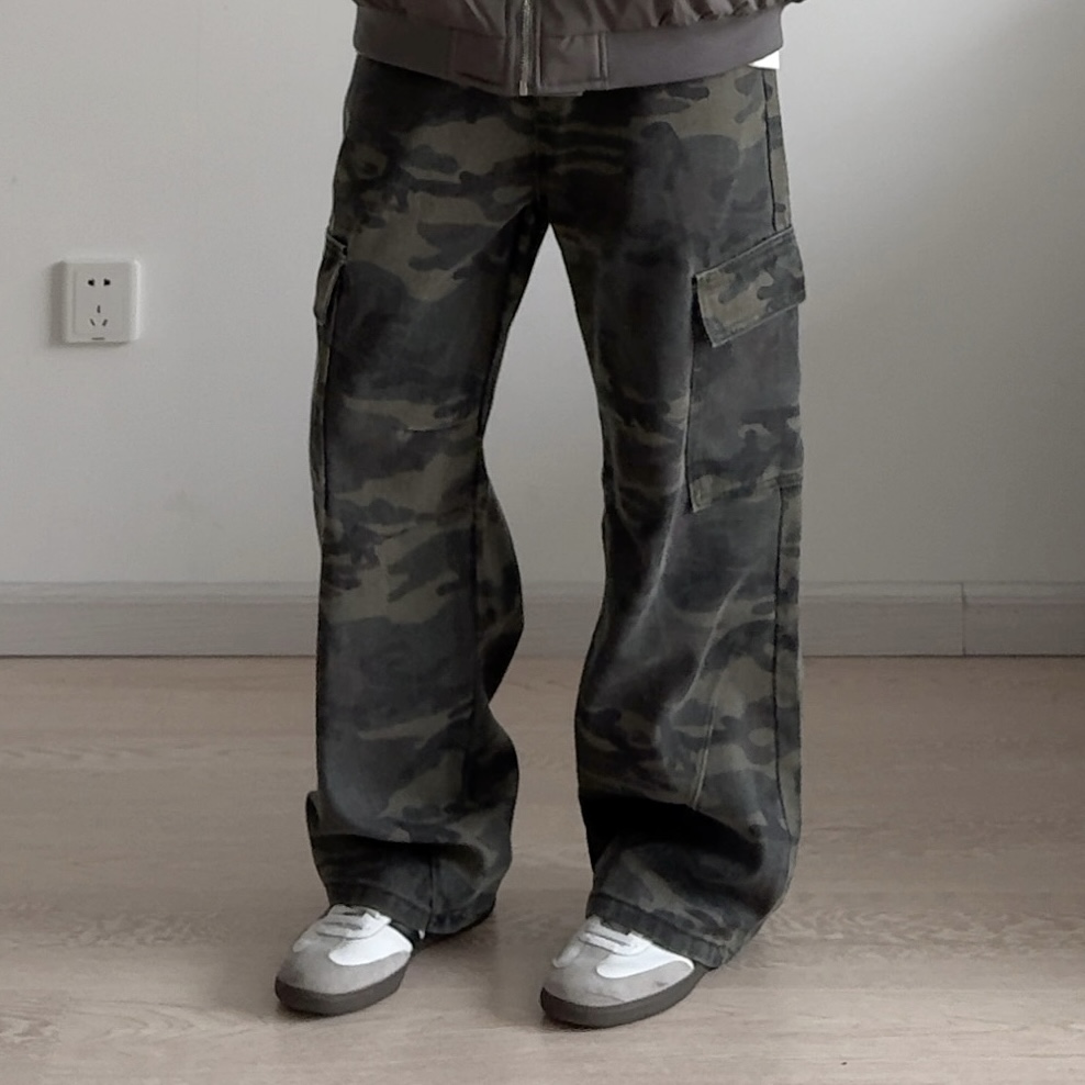 CCD战术迷彩做旧直筒裤