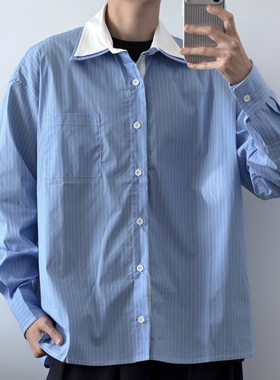 「法式基础」双层领条纹衬衫54348 秋季新款男大老钱CCD自由商店