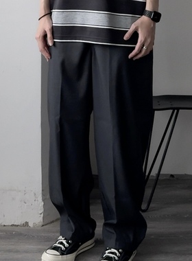 易打理基础直筒西裤42482 百搭显瘦潮男少年感长裤CCD自由商店