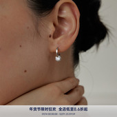 s925 PAUSA ANN 悬浮单钻1ct莫桑钻都市时髦轻奢感耳扣耳钉