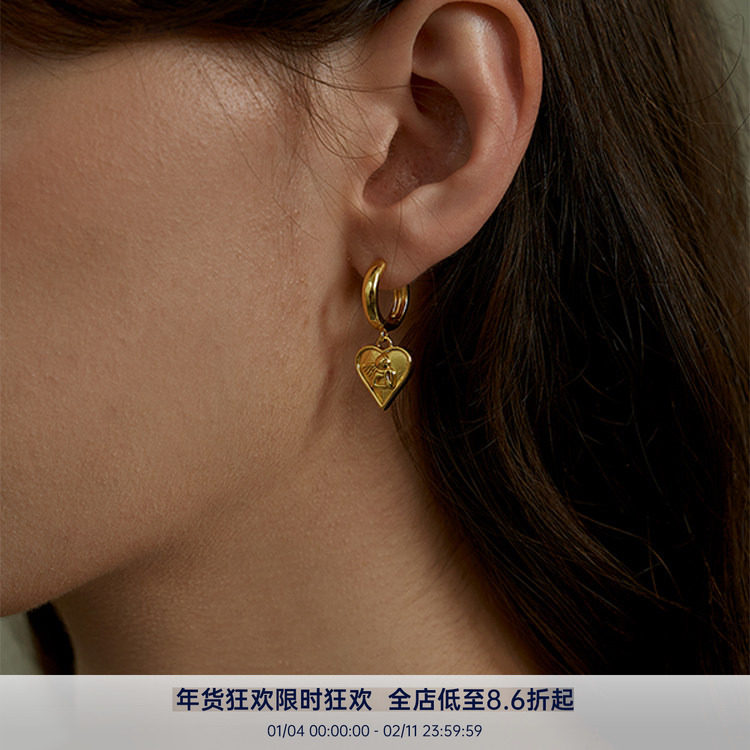 PAUSA ANN s925 复古法式摇曳小天使十字架爱心天使耳钉3款,饰品/流行首饰/时尚饰品新,耳钉,淘宝优惠券,粉丝福利购,淘宝优惠卷