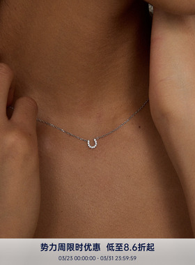 PAUSA ANN s925 精致经典迷你马蹄满钻高火彩通勤轻奢项链
