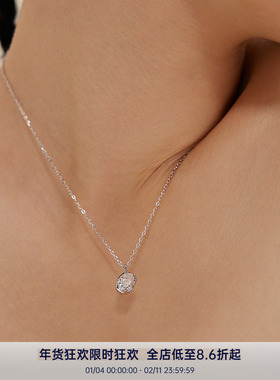 PAUSA ANN s925 春夏不规则椭圆钻冰块通勤简约纯银项链