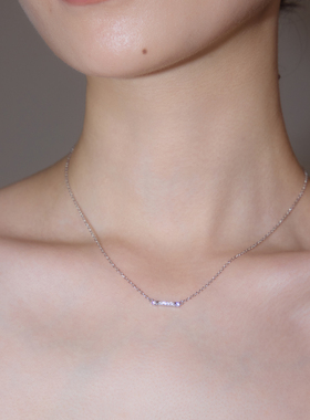 PAUSA ANN s925 法式精致迷你蜂窝镶钻横条通勤轻奢项链锁骨链