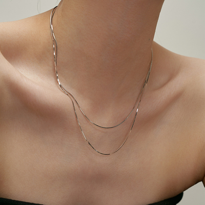 PAUSA ANN s925 进口极细柔软流光溢彩经典蛇骨链轻奢项链