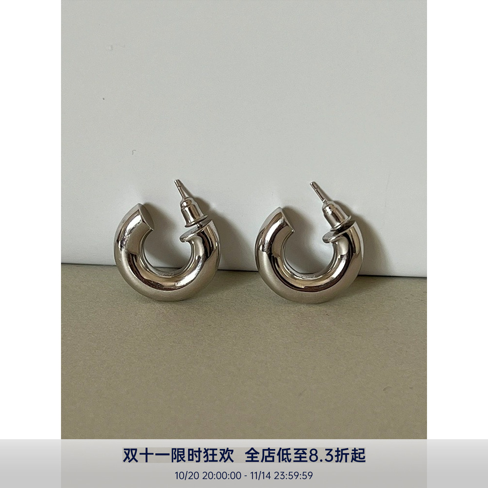 PAUSAANN圆环s925耳钉女