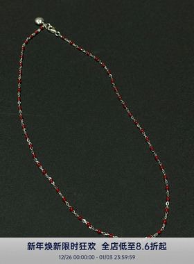 PAUSA ANN s925 棕红滴油间隔小圆珠新年氛围感项链
