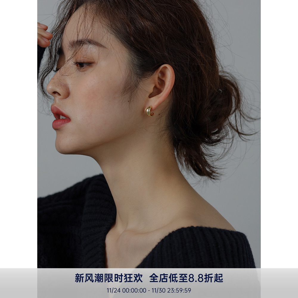 PAUSA ANN  s925 Claro复古修饰简约金银耳钉