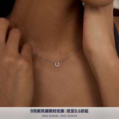 PAUSA ANN s925 精致经典迷你马蹄满钻高火彩通勤轻奢项链