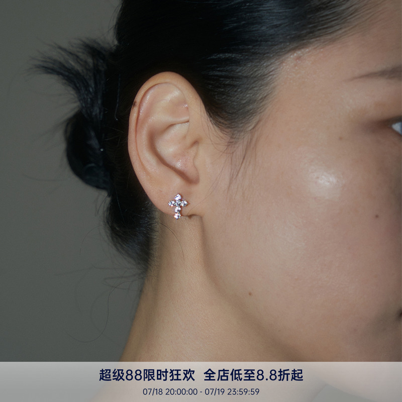 PAUSA ANN s925 十字架镶钻简约轻奢设计感耳钉
